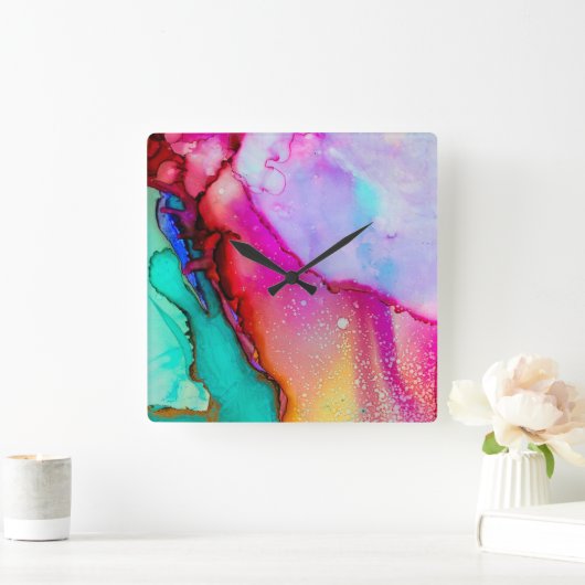 Künstlerisch farbenfrohe Wanduhr (Zuhause)