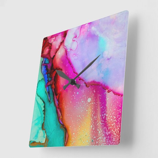 Künstlerisch farbenfrohe Wanduhr (Winkel)