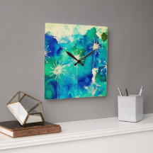 Künstlerisch farbenfrohe Wanduhr