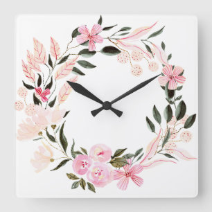 Künstlerisch farbenfrohe Wanduhr pinkfarben