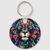 Künstlerisch farbenfroher lebendiger Pop Schlüsselanhänger (Rückseite)