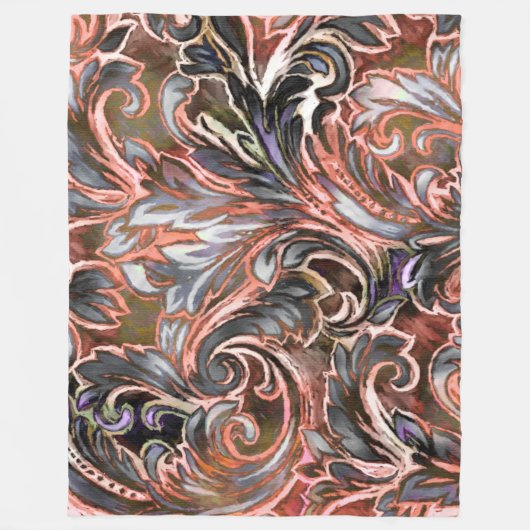 Künstlerisch farbige Damaskenkoralle Fleecedecke (Vorderseite)