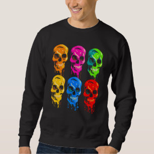Künstlerisch-farbige Skull-Wax Tropfen Malerei Gro Sweatshirt