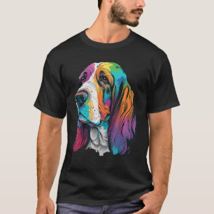 Künstlerisch farbiger Pop gemalt Basset Hound T-Shirt
