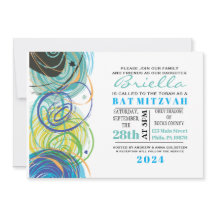 KÜNSTLERISCH FARTSY Bar Bat Mitzvah Party Card