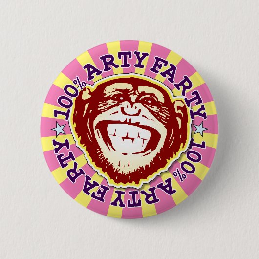 Künstlerisch Farty 100% Funny Funky Monkey Abzeich Button (Vorderseite)