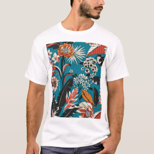 Künstlerisch-floraler Deko: Vintages nahtloses Mus T-Shirt