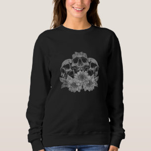 Künstlerisch florisfarbene Blume Spooky Skull Sunf Sweatshirt