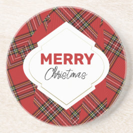 Künstlerisch frohe Weihnachten Rot Kariert Getränkeuntersetzer