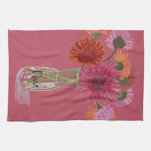 Künstlerisch Gerbera Farbenfrohe Blume +Individuel Geschirrtuch (Horizontal)