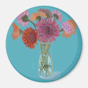 Künstlerisch Gerbera Farbenfrohe Blume +Individuel Magnet