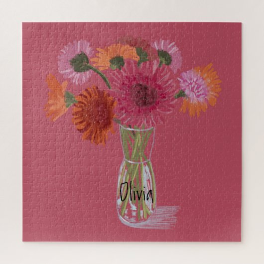 Künstlerisch Gerbera Farbenfrohe Blume +Individuel Puzzle (Vertikal)