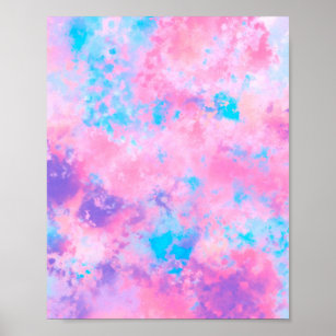 Künstlerisch Girl Pink Blue Abstrakt Paint Spritze Poster