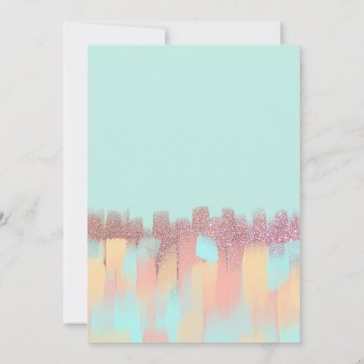 Künstlerisch Girly Aquamarin Pink Glitzer Pinselst Einladung (Rückseite)