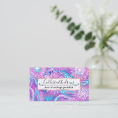Künstlerisch Girly Lila Aqua Floral Gezeichnet Ill Visitenkarte (Stehend Vorderseite)