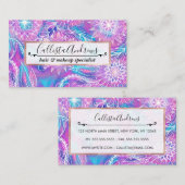 Künstlerisch Girly Lila Aqua Floral Gezeichnet Ill Visitenkarte (Vorne/Hinten)