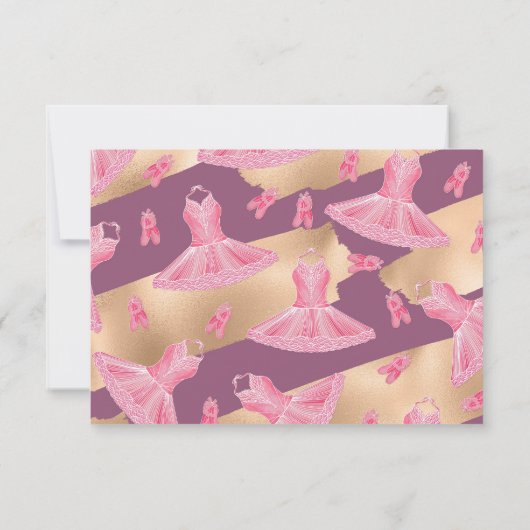 Künstlerisch Girly Pink Gold Lila Ballerina Dress Save The Date (Rückseite)