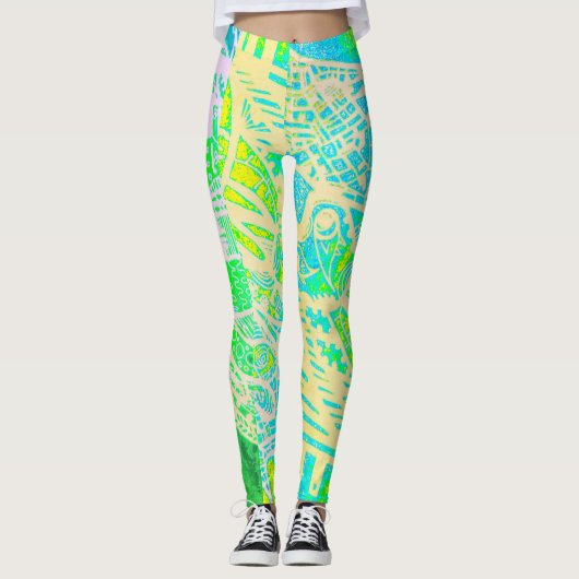 Künstlerisch-grün Leggings (Vorderseite)