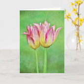 Künstlerisch Happy Twin Tulips Art Card Karte (Gelbe Blume)