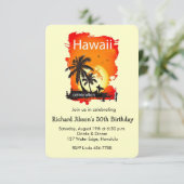 Künstlerisch Hawaii Beach Sunset Party Einladung (Stehend Vorderseite)