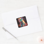 Künstlerisch Kitten Quadratischer Aufkleber (Umschlag)