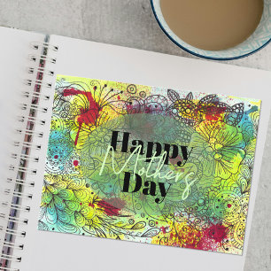 Künstlerisch lebendige Wasserfarbe und Muttertag d Postkarte