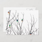 Künstlerisch leuchtende Vögel in Baumzweigen Postkarte (Vorne/Hinten)