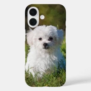 Künstlerisch maltesischer Welpenhundemaler iPhone 16 Hülle