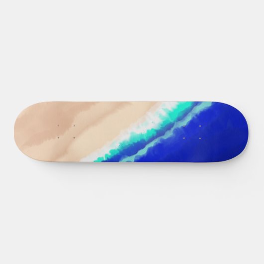 Künstlerisch Modern Blue Aquamarin Sandstrand Wass Skateboard (Horizontal)
