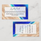 Künstlerisch Modern Blue Aquamarin Sandstrand Wass Treuekarte (Vorne/Hinten)