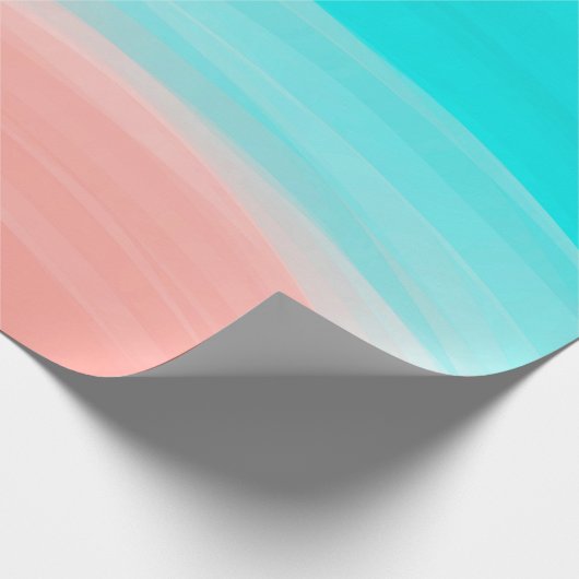 Künstlerisch Modern Coral Blue Brushstroke Gradien Geschenkpapier (Ecke)