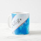 Künstlerisch Modernes Ozean Blaues Abstraktes Pain Kaffeetasse (Vorderseite Links)