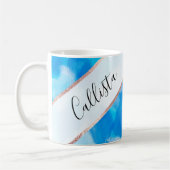 Künstlerisch Modernes Ozean Blaues Abstraktes Pain Kaffeetasse (Links)