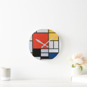 künstlerisch, mondrisch, minimalistisch runde wanduhr (Zuhause)