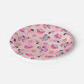 Künstlerisch Niedlich Girl Pink Aquamarin Cowgirl  Pappteller (Schrägansicht)