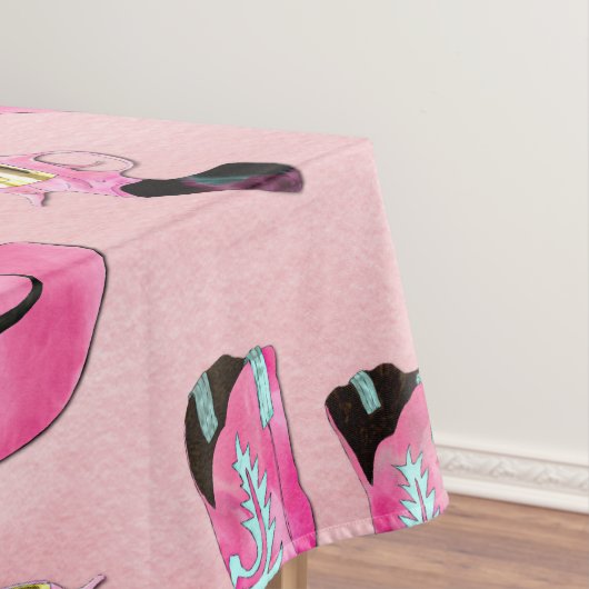 Künstlerisch Niedlich Girl Pink Aquamarin Cowgirl Tischdecke (Beispiel)