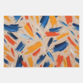 Künstlerisch orange und blauer Expressionist Geschenkpapier Set (Vorderseite 3)