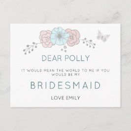 Künstlerisch Pastel Florals Butterfly Bridesmaid-A Postkarte