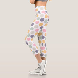 künstlerisch pastellfarbenes Polka-Punktmuster Capri Leggings