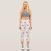 künstlerisch pastellfarbenes Polka-Punktmuster Capri Leggings (Vorderseite)