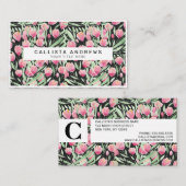 Künstlerisch Pink Green Black Tulips Floral Aquare Visitenkarte (Vorne/Hinten)