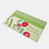 Künstlerisch Red Floral Fußmatte (Schrägansicht)