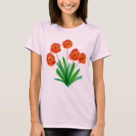 Künstlerisch Red Orange Floral T-Shirt