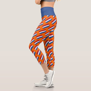 Künstlerisch Red White Blue Abstrakt Dutch Flag-M Capri Leggings