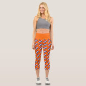 Künstlerisch Red White Blue Abstrakt Dutch Flag-Mu Capri Leggings (Vorderseite)