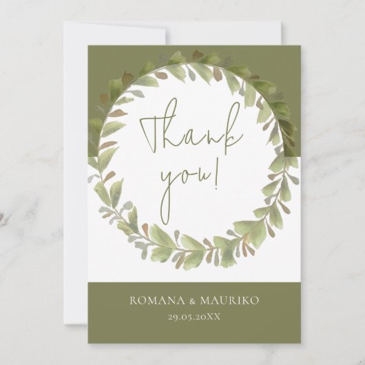 Künstlerisch-romantisches Grünkraut Dankeskarte (Vorderseite)