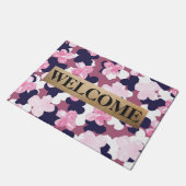 Künstlerisch rosa blaue Bläsermonogramm Fußmatte (Schrägansicht)