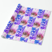 Künstlerisch rosa blaue gepolsterte Blätter Abstra Geschenkpapier (Ungerollt)