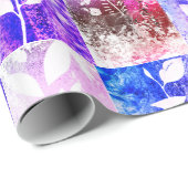 Künstlerisch rosa blaue gepolsterte Blätter Abstra Geschenkpapier (Rolleneckpunkt)