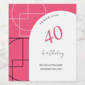 Künstlerisch rosa Geo Modern Weinetikett (Einzelnes Label)